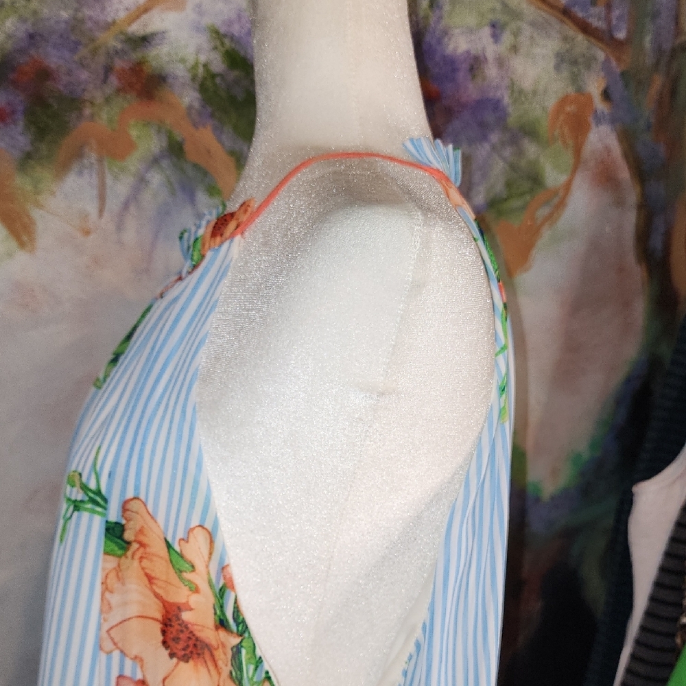 Floral Halter Maxi Dress - Blue and Orange - Picture 7 of 8